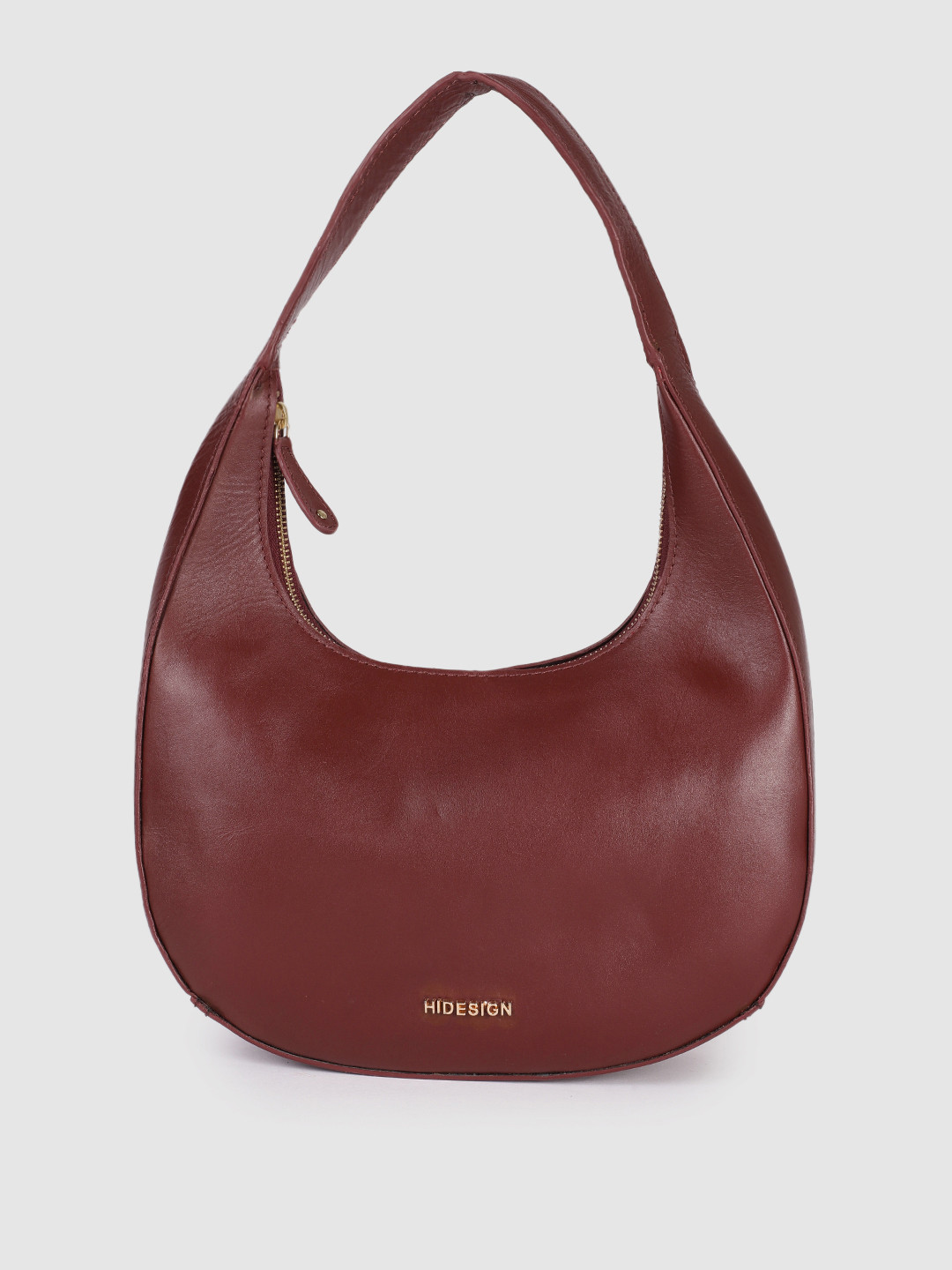 Hidesign Maroon Leather Structured Hobo Bag