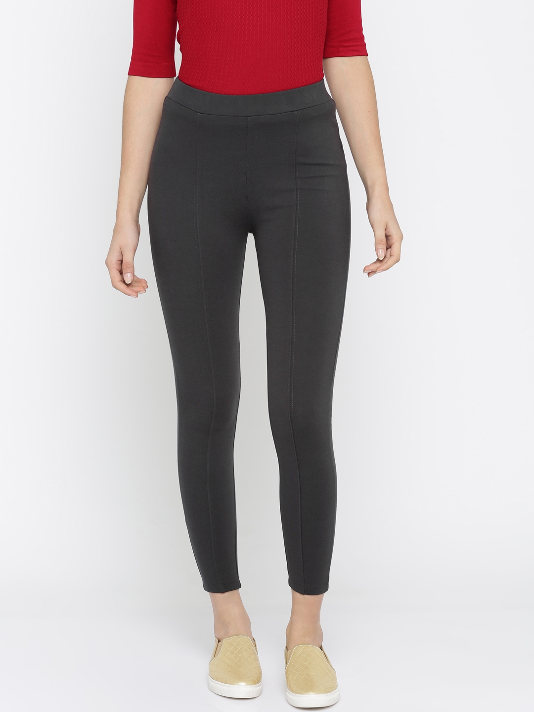 SHOWOFF Trousers and Pants  Buy SHOWOFF Womens Midrise Grey Solid  Regular Fit Cigarette Trousers Online  Nykaa Fashion