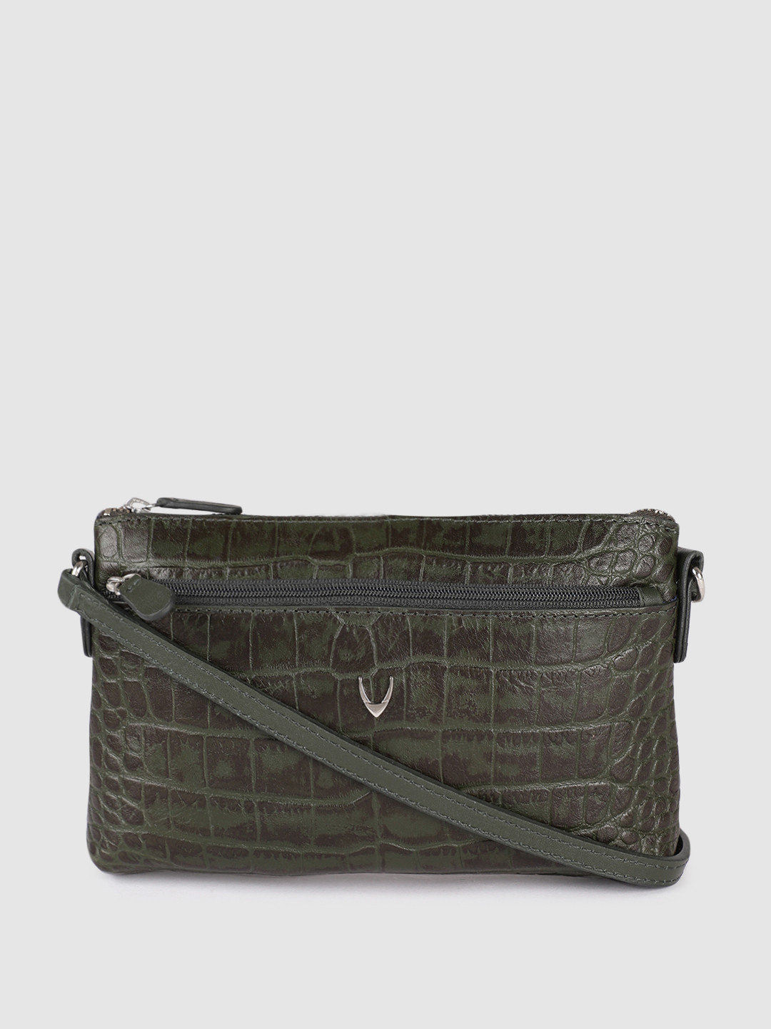Hidesign Croc Textured Leather Structured Sling Bag