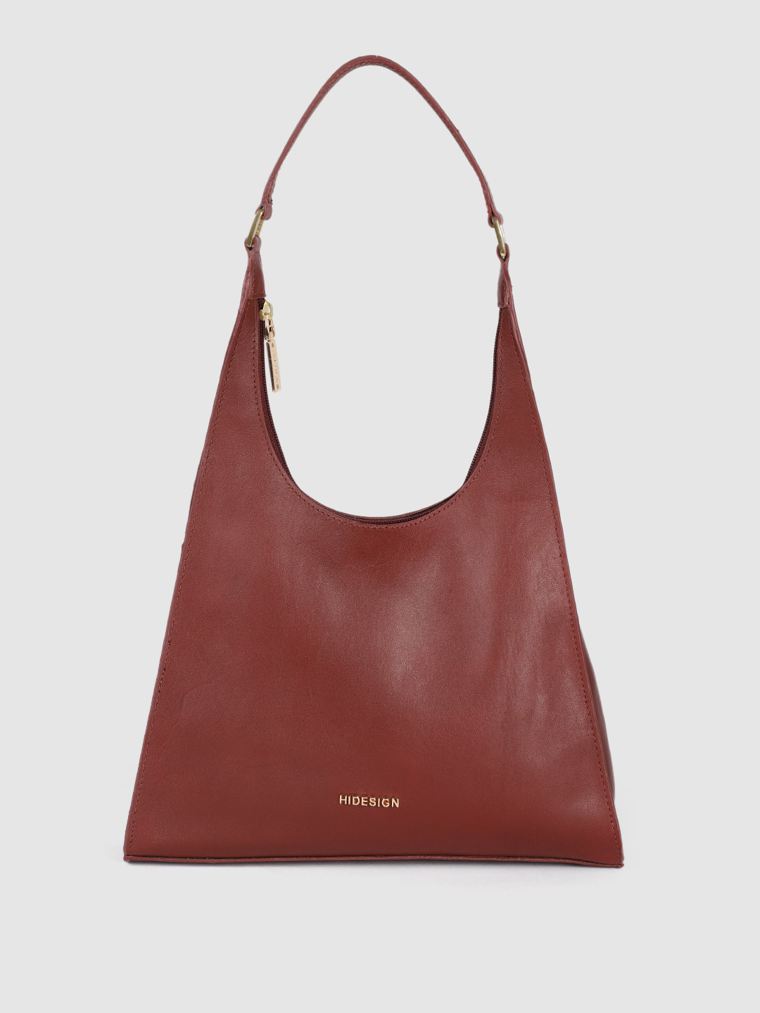 Hidesign Maroon Leather Structured Hobo Bag