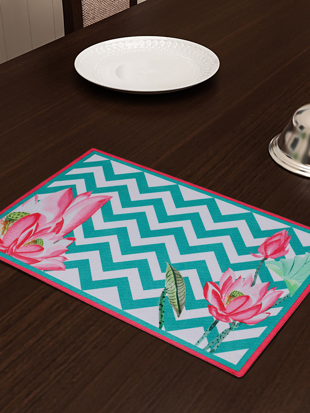 SEJ by Nisha Gupta Blue & White Set of 4 Printed Table Placemats