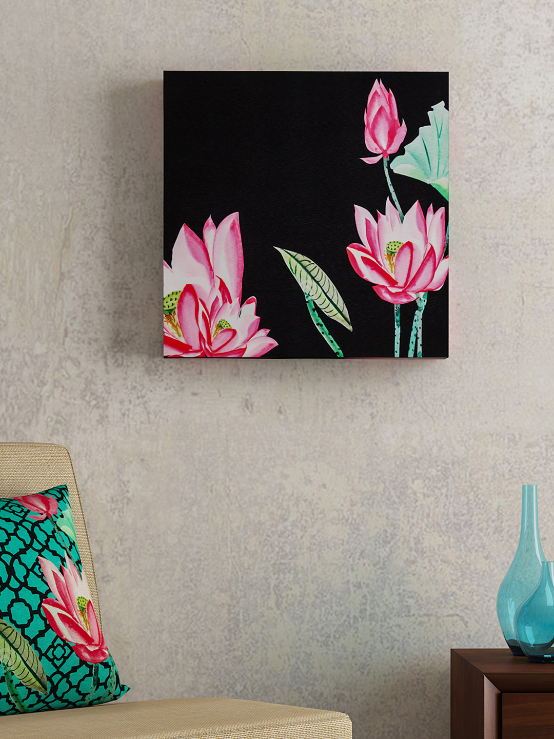 SEJ by Nisha Gupta Black & Pink Floral Wall Art