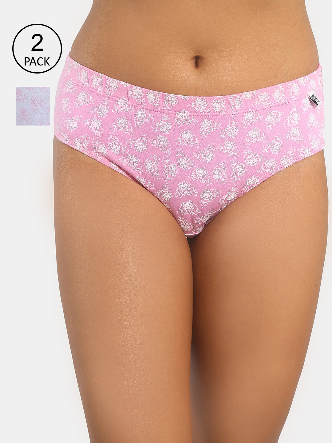 Wear Equal Organic Pink & White Pack of 2 Hipster Briefs 002/BA/Pink-White/AOP-Pink-White