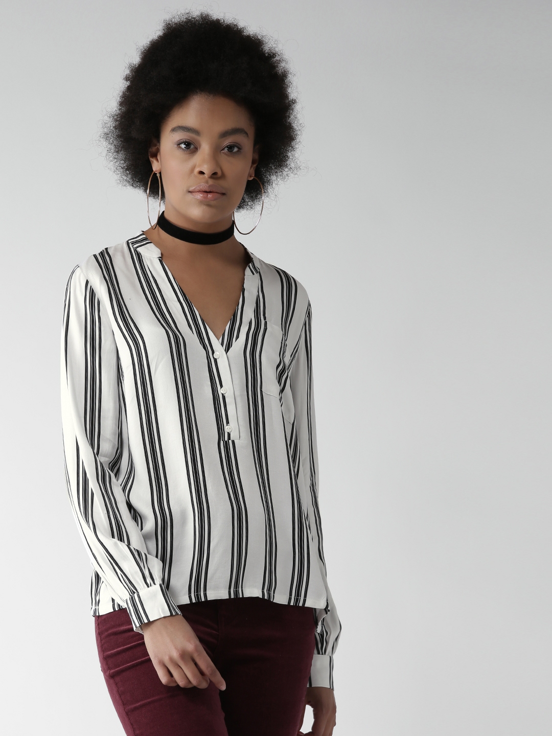 Black and white striped blouse forever 21 sale