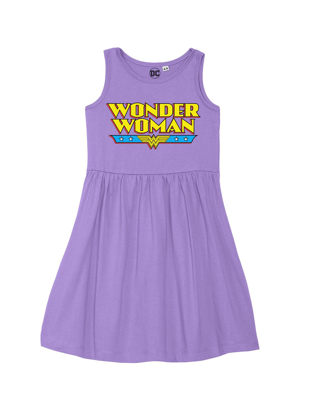 DC by Wear Your Mind Girls Purple & Yellow Wonder Woman Pure Cotton Dress