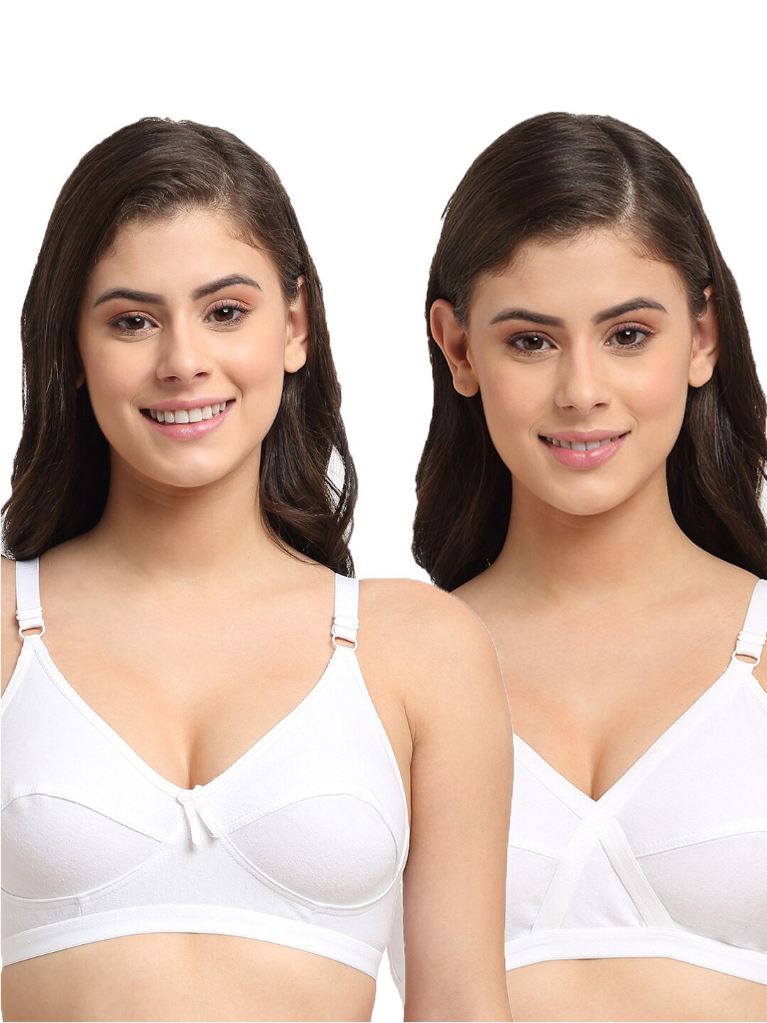 Friskers White Non Padded Cut & Sew Premium Cotton Everyday Bra Pack Of 2 OD-312-02-318-02-30-White