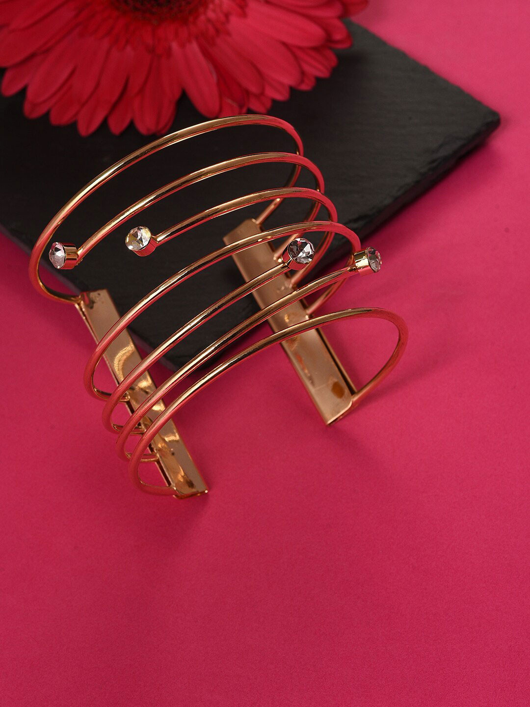 SOHI Women Gold-Toned Cuff Bracelet
