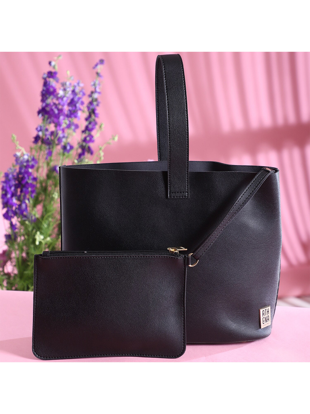 Athena Black PU Bucket Handheld Bag