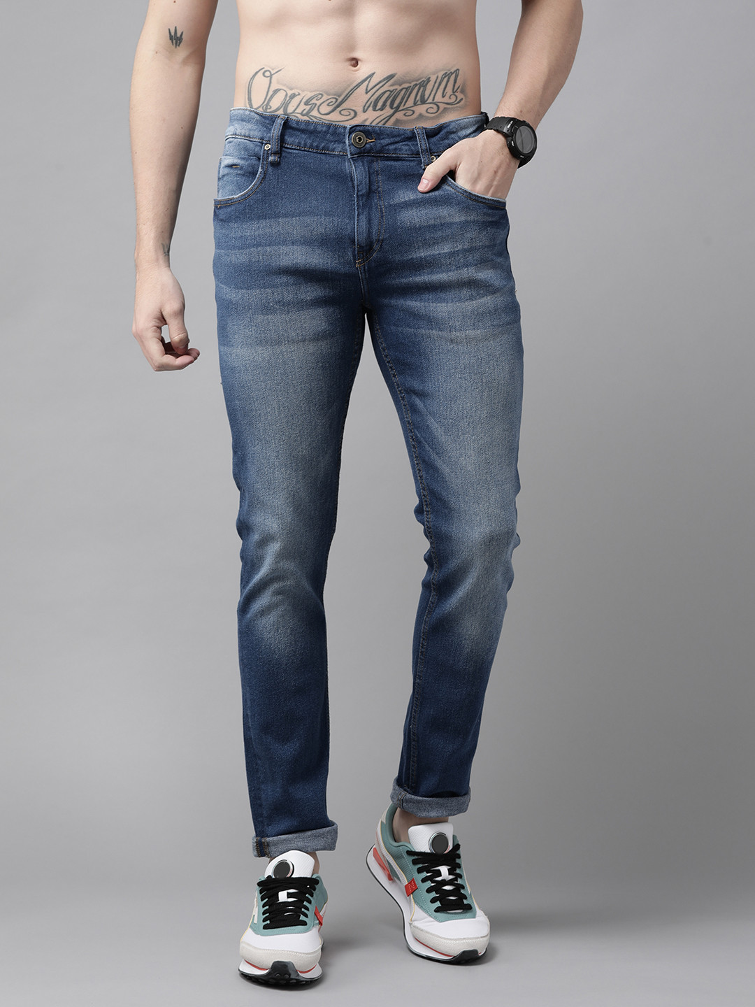 Roadster Men Blue Skinny Fit Light Fade Stretchable Jeans
