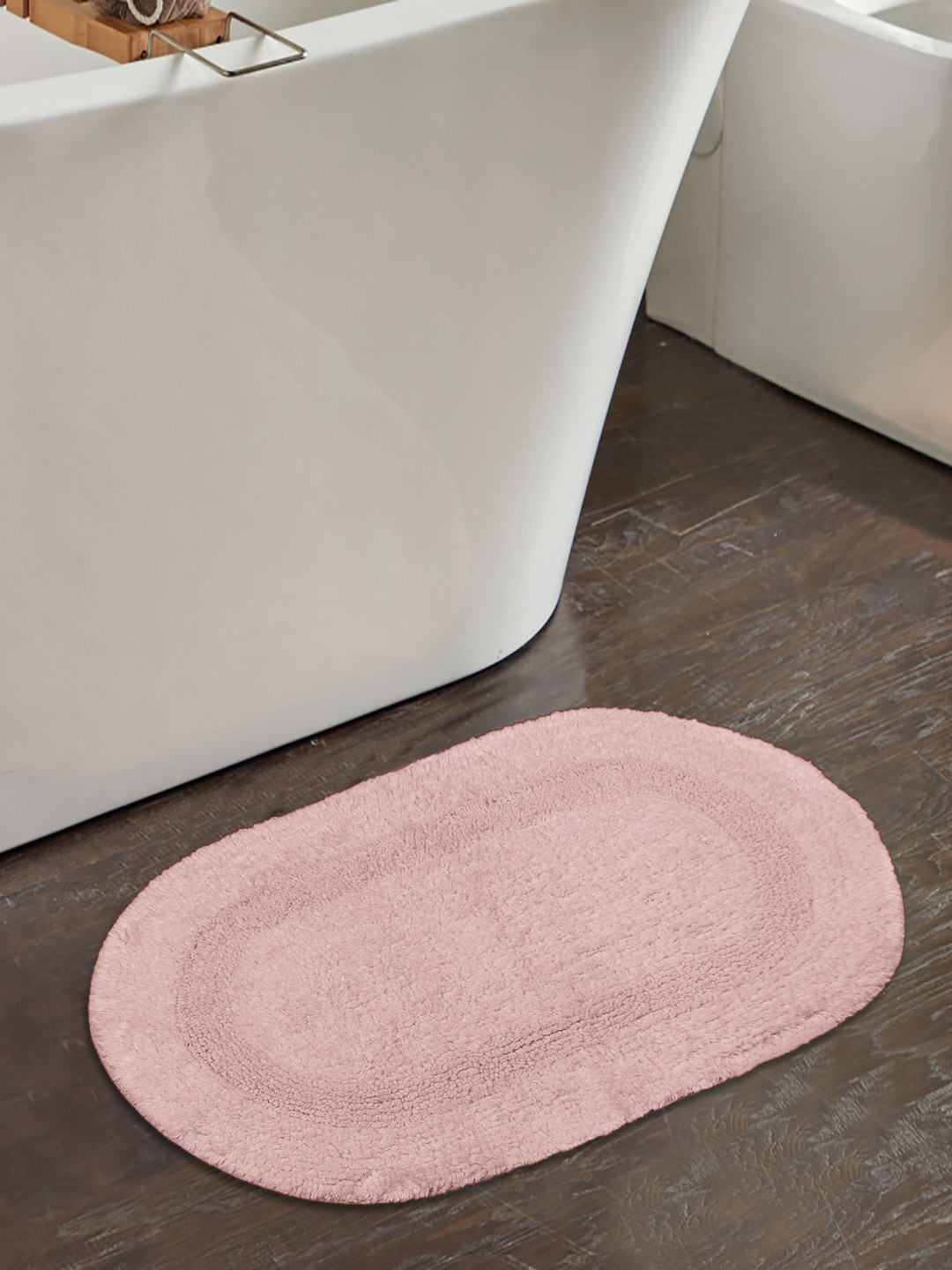 Saral Home  Pink Solid 150 GSM Cotton Bath Rug