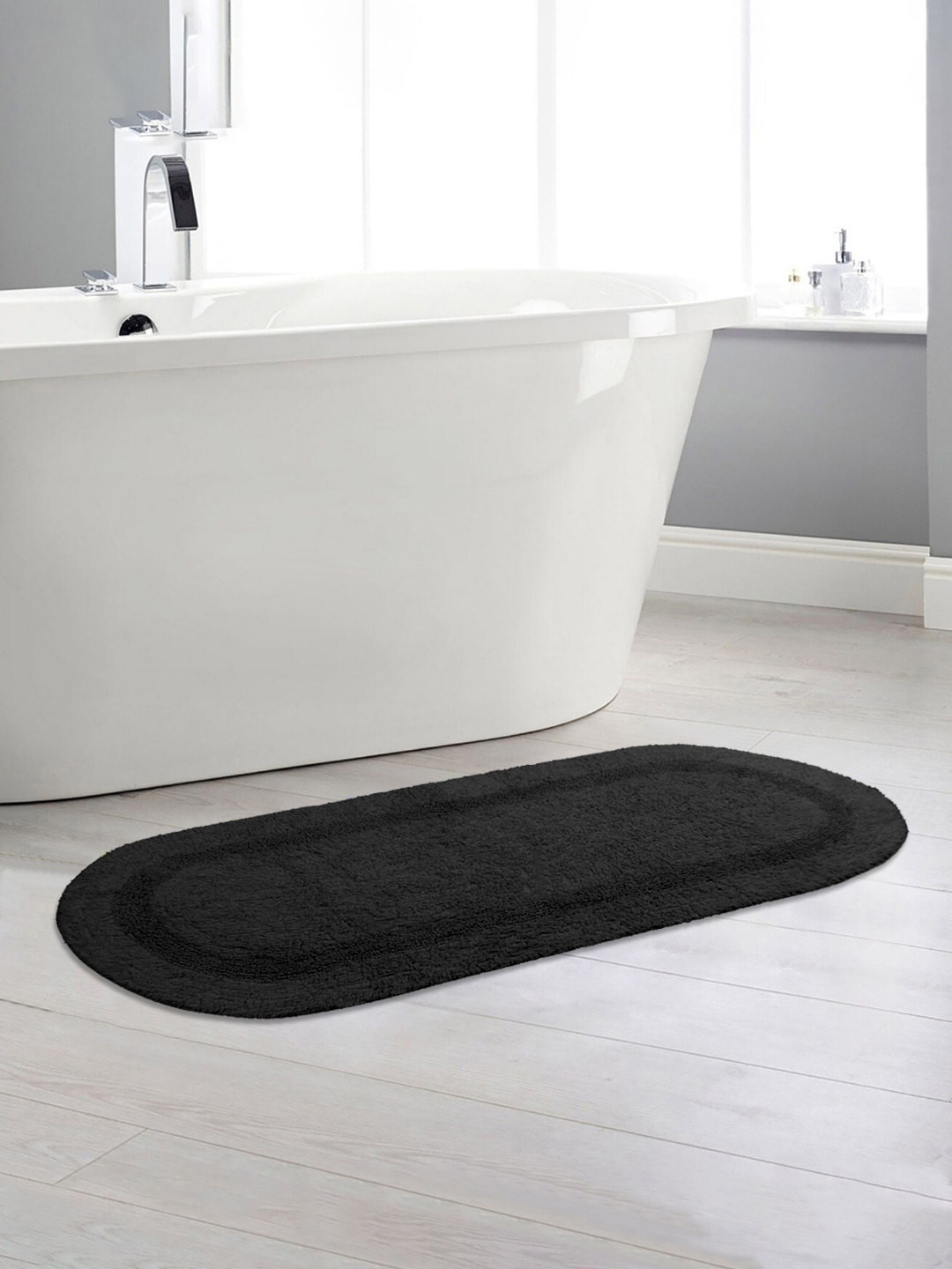 Saral Home Charcoal Grey Cotton Bath Mat
