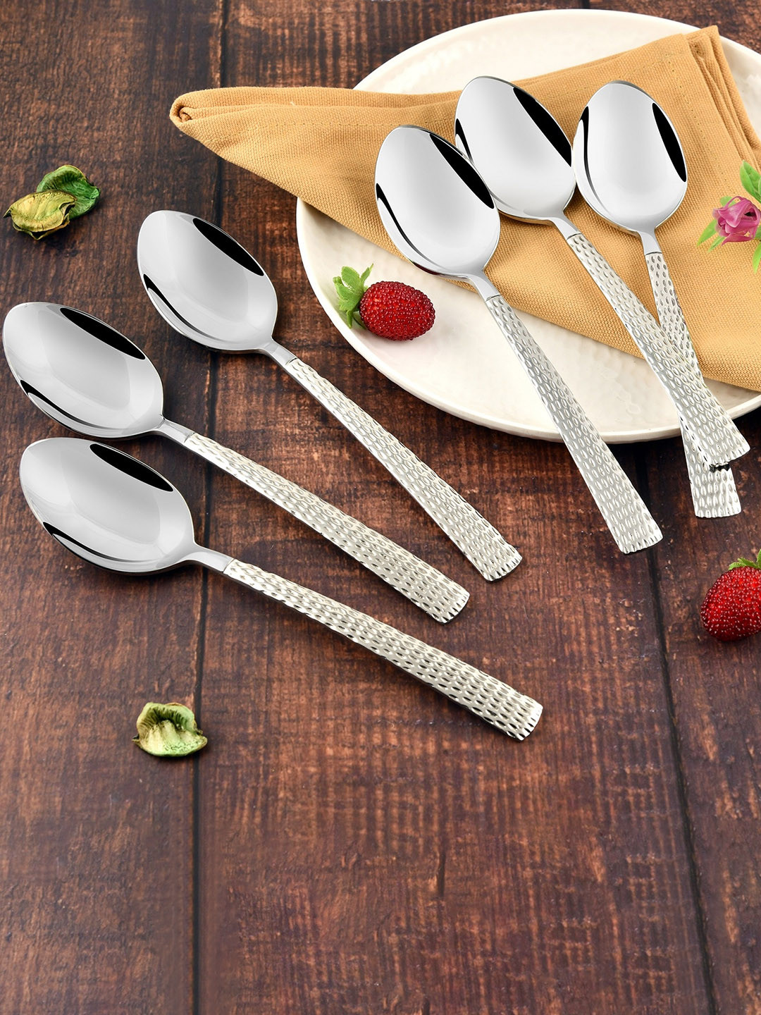 FNS Madrid 6 Pcs Hammer Finish on Handle Dinner Spoon