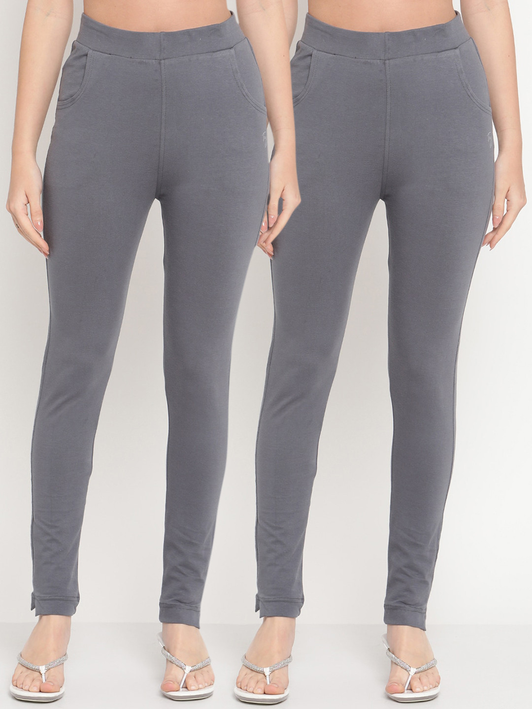 TAG 7 Set Of 2 Grey Solid Leggings