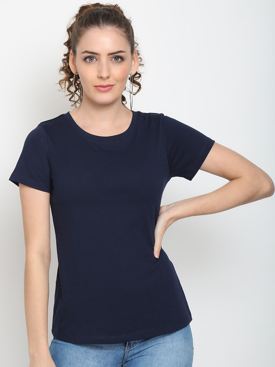 UnaOne Women Blue Regular Fit T-shirt