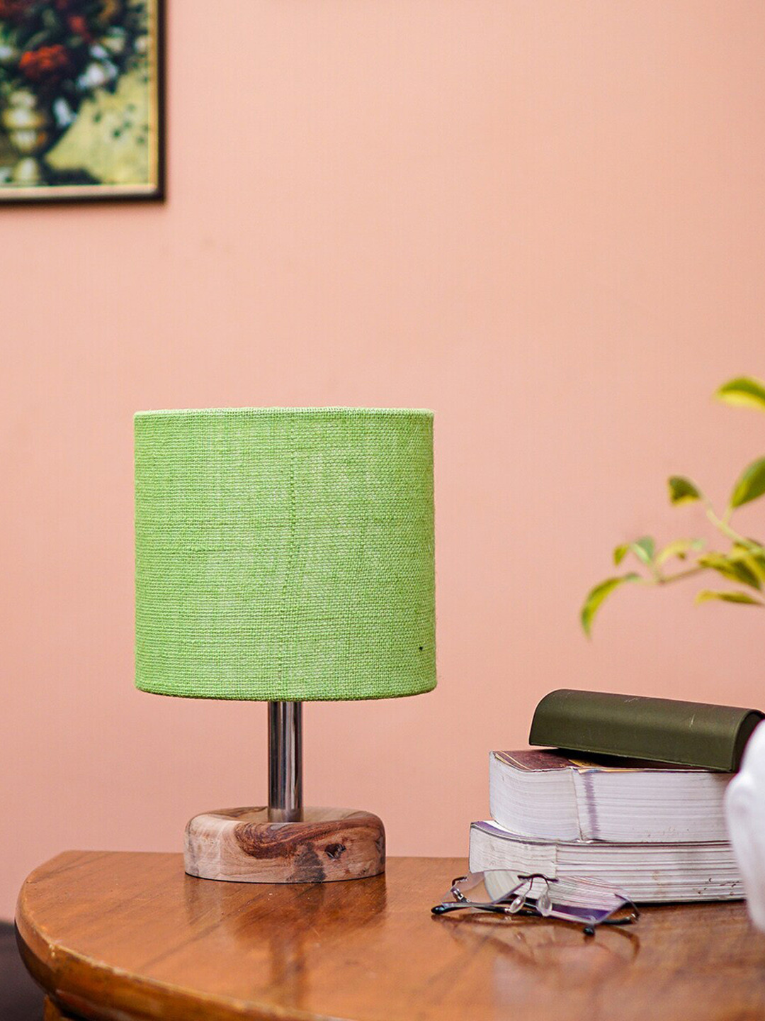 Pinecraft INTERNATIONAL Edra Brown & Green Table Lamp with Shade