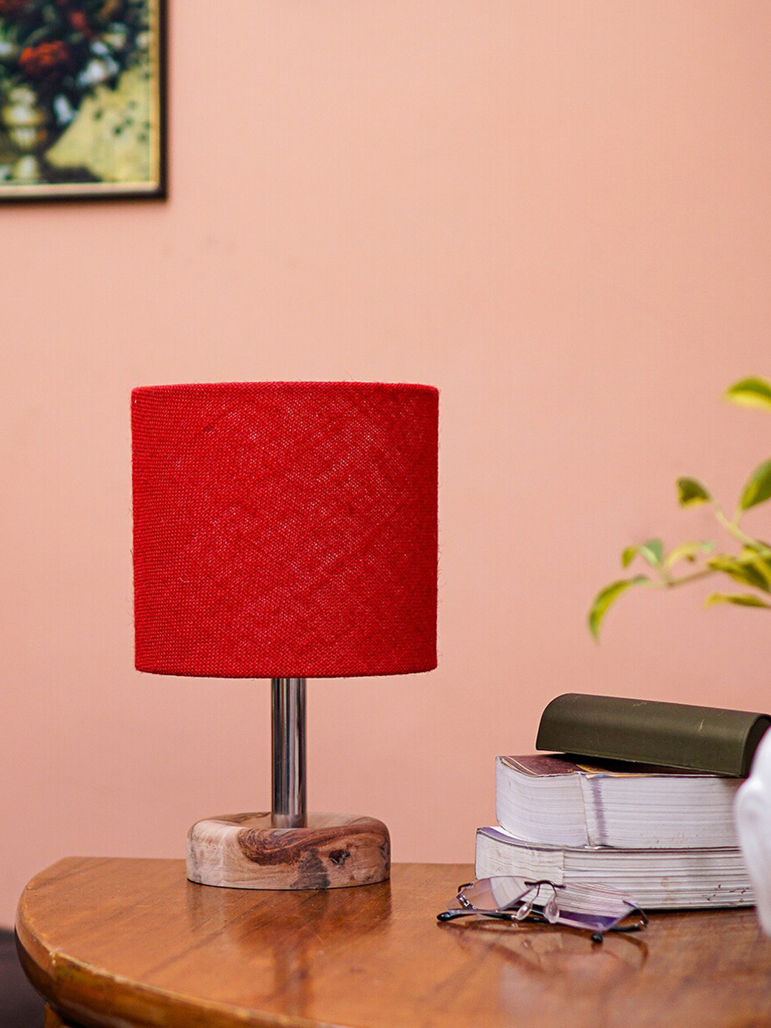 Pinecraft INTERNATIONAL Red & Brown Textured Edra Table Lamp
