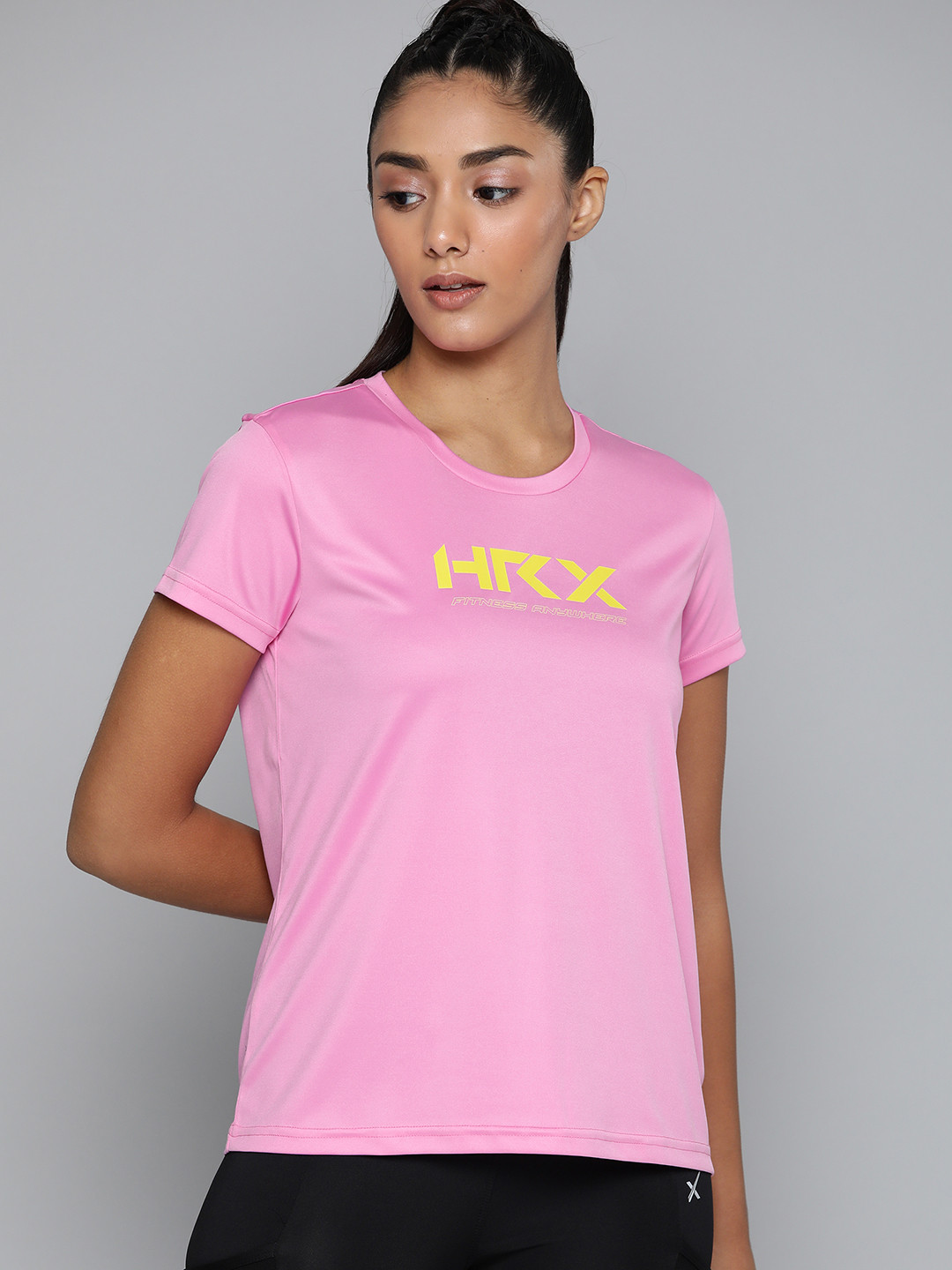 HRX by Hrithik Roshan Training Women WILD ROSE Rapid-Dry Brand Carrier Tshirts