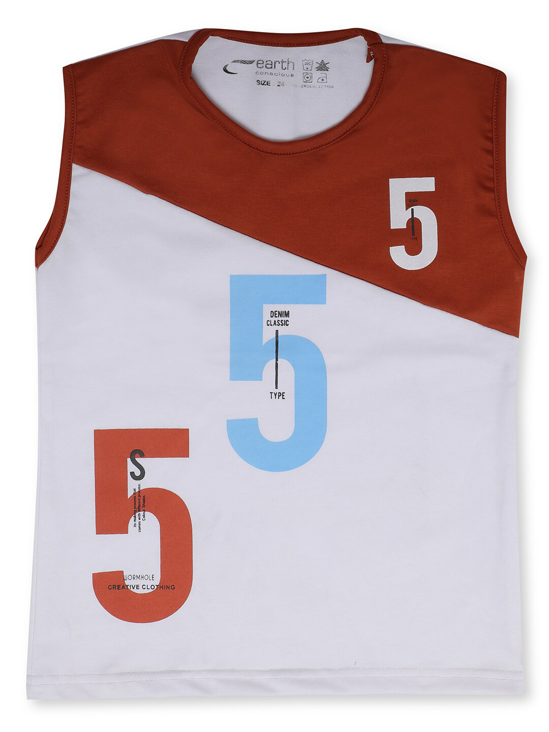 earth conscious Boys White Round Neck T-shirt