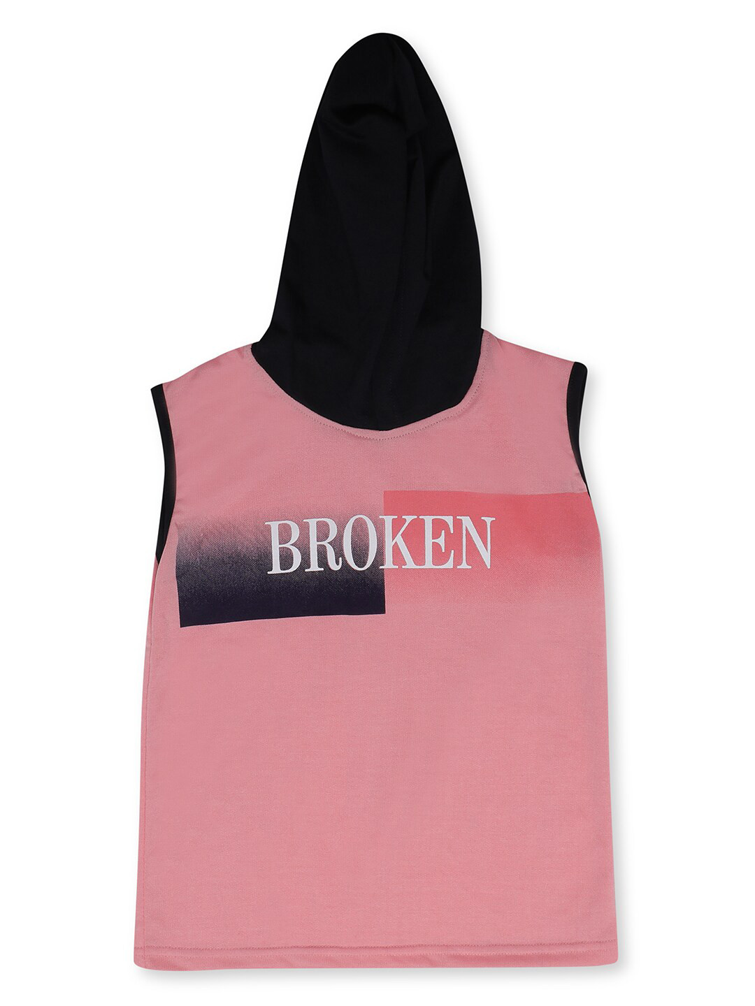 earth conscious Boys Pink Typography Hood T-shirt