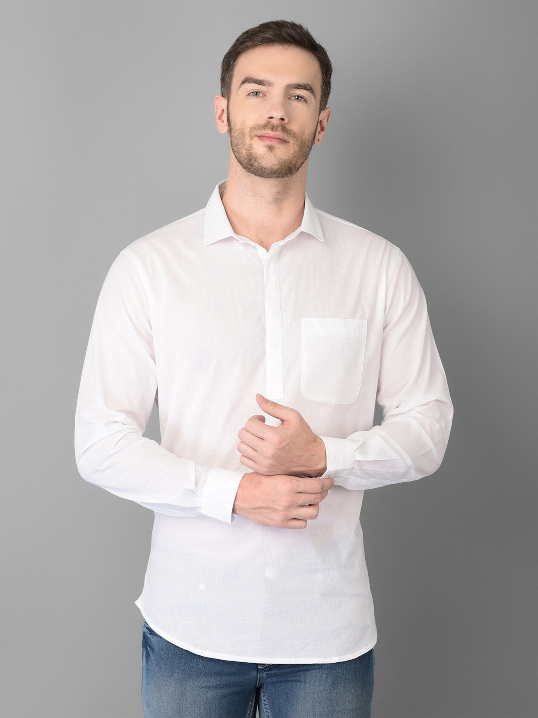 Canary London Men White Smart Slim Fit Casual Shirt