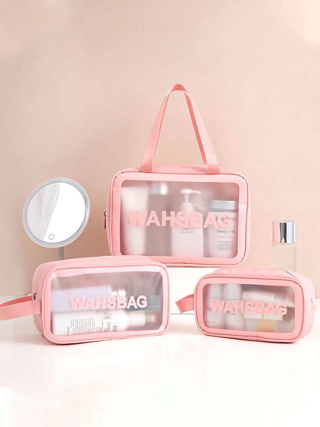 ALLURE Set of 3 White Makeup Bag