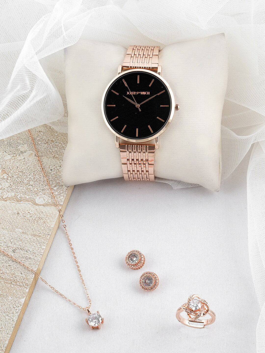 JOKER & WITCH Women Rose Gold-Toned Maren Love Stack Watch Gift Set