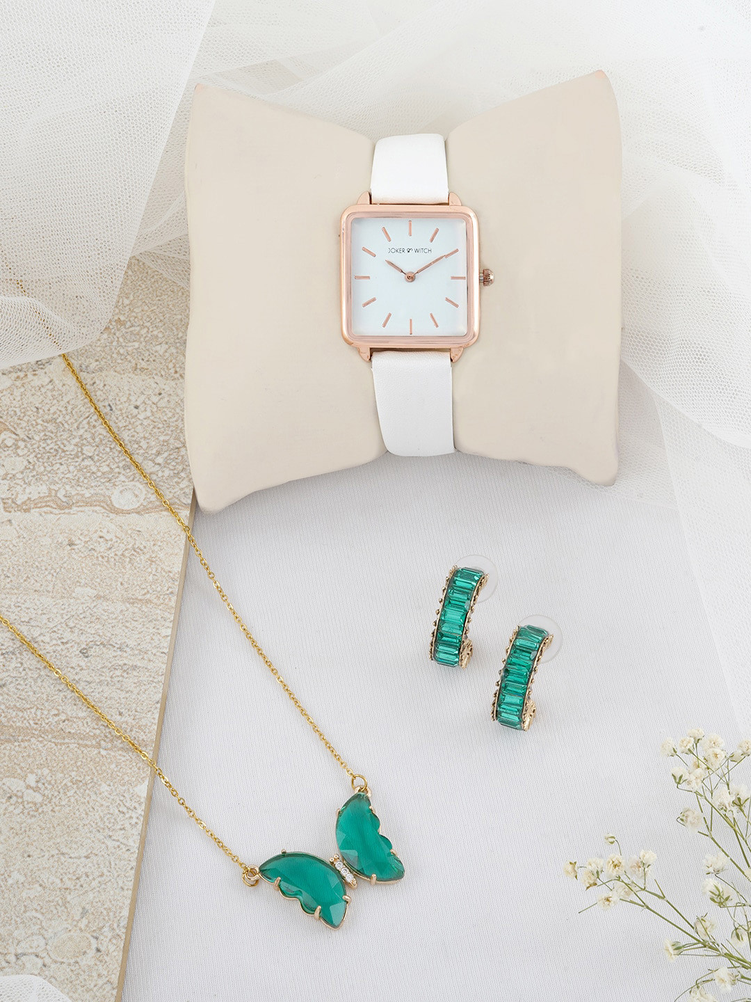 JOKER & WITCH White & Green Orchid Ice Love Stack Watch Gift Set