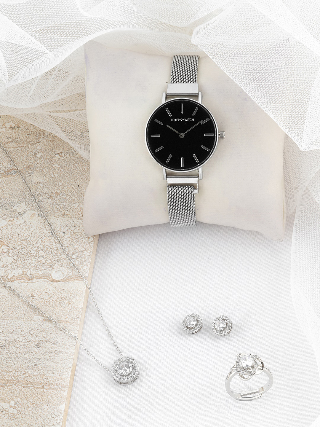JOKER & WITCH Women Black Watch Gift Set JWLS408