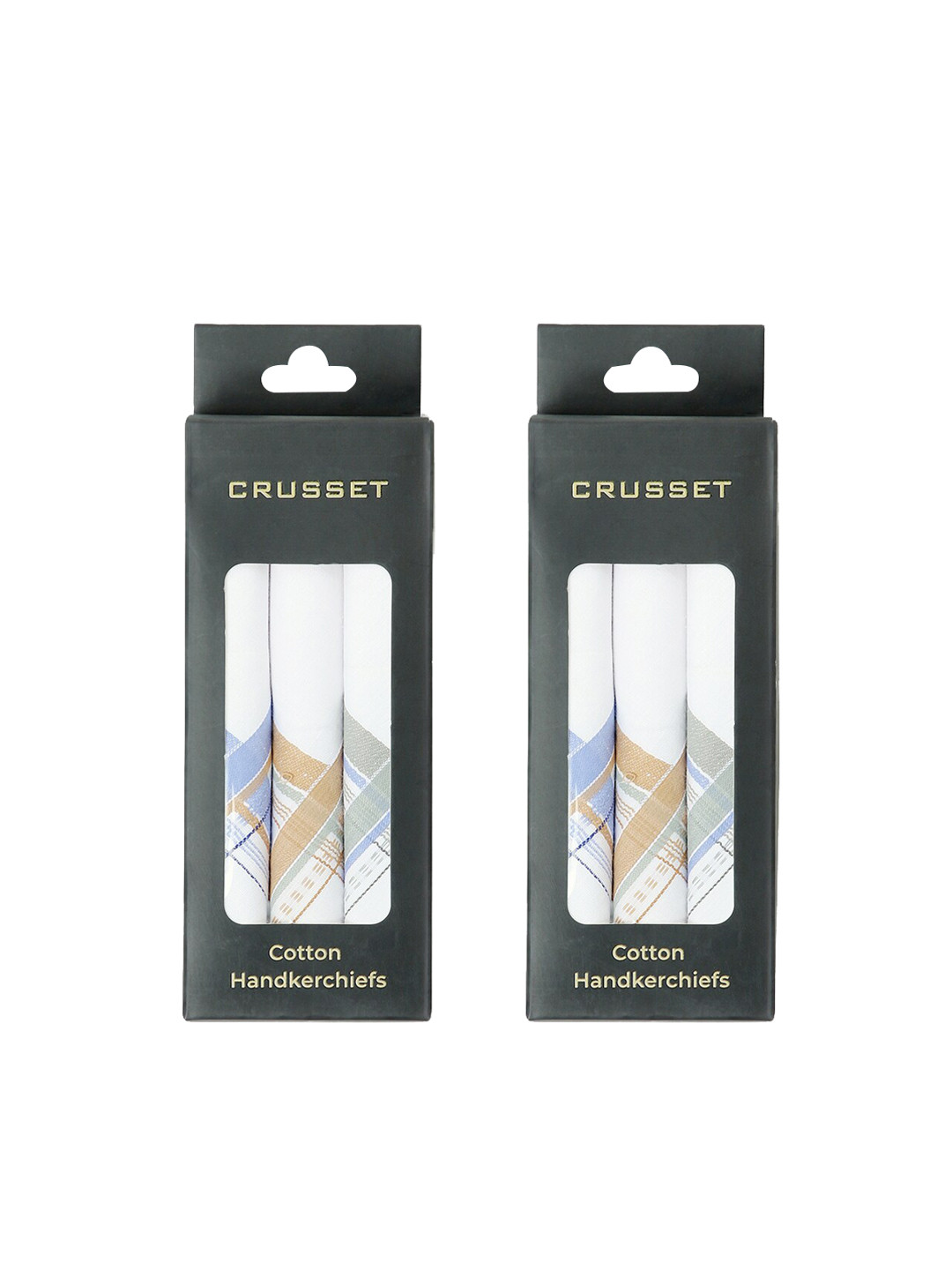 CRUSSET Men Pack of 6 White Handkerchiefs