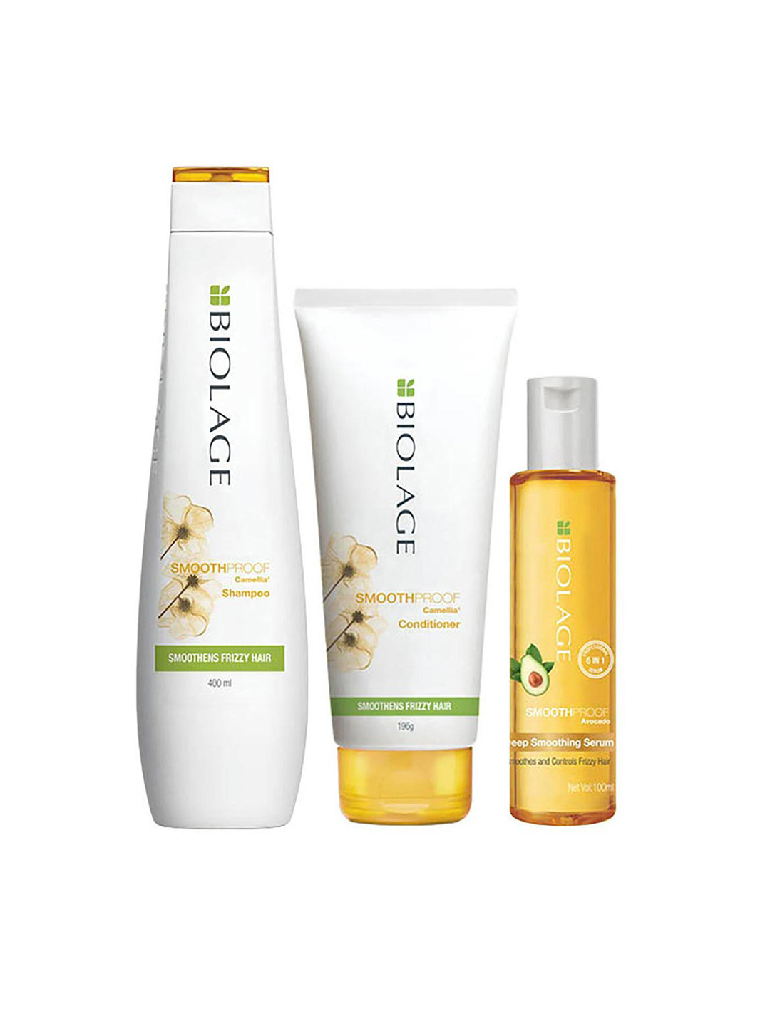 Biolage Smoothproof 3 Step Haircare Combo for 72HR Frizz Control - 400ml + 196g + 100ml
