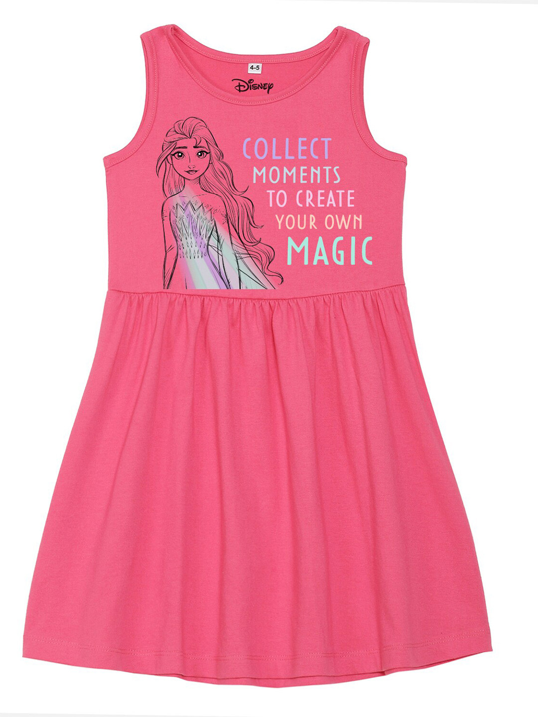 Disney by Wear Your Girls Mind Pink Elsa Print Cotton Dress