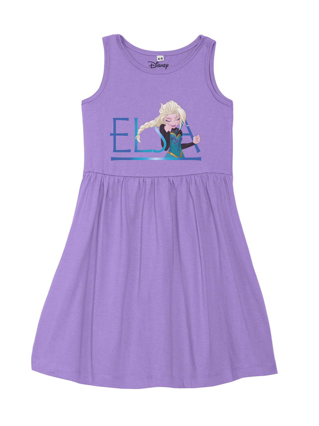Disney by Wear Your Mind Girls Purple Elsa Print A-Line Dress