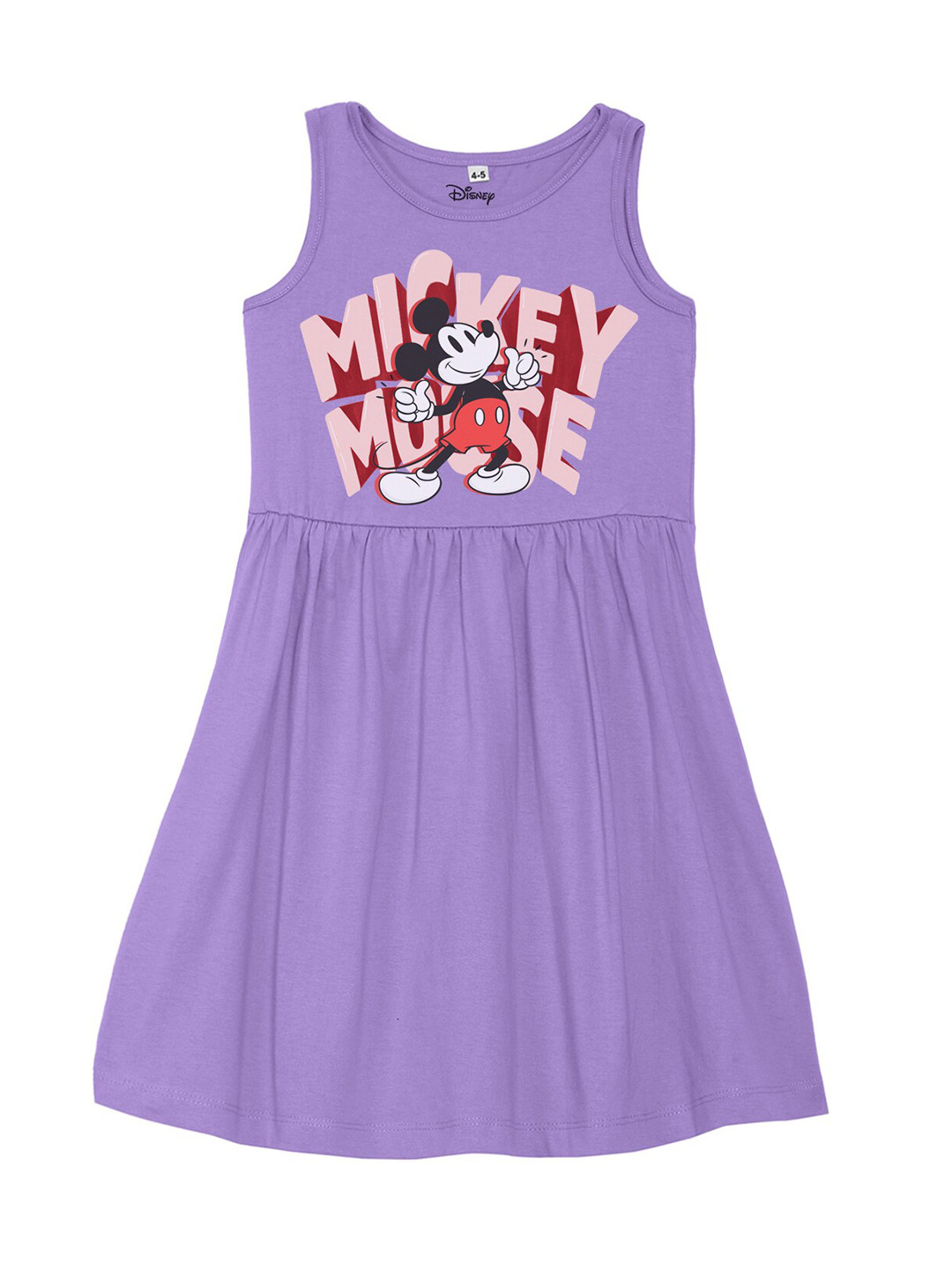 Disney by Wear Your Mind Girls Purple Mickey Mouse Print Cotton Dress