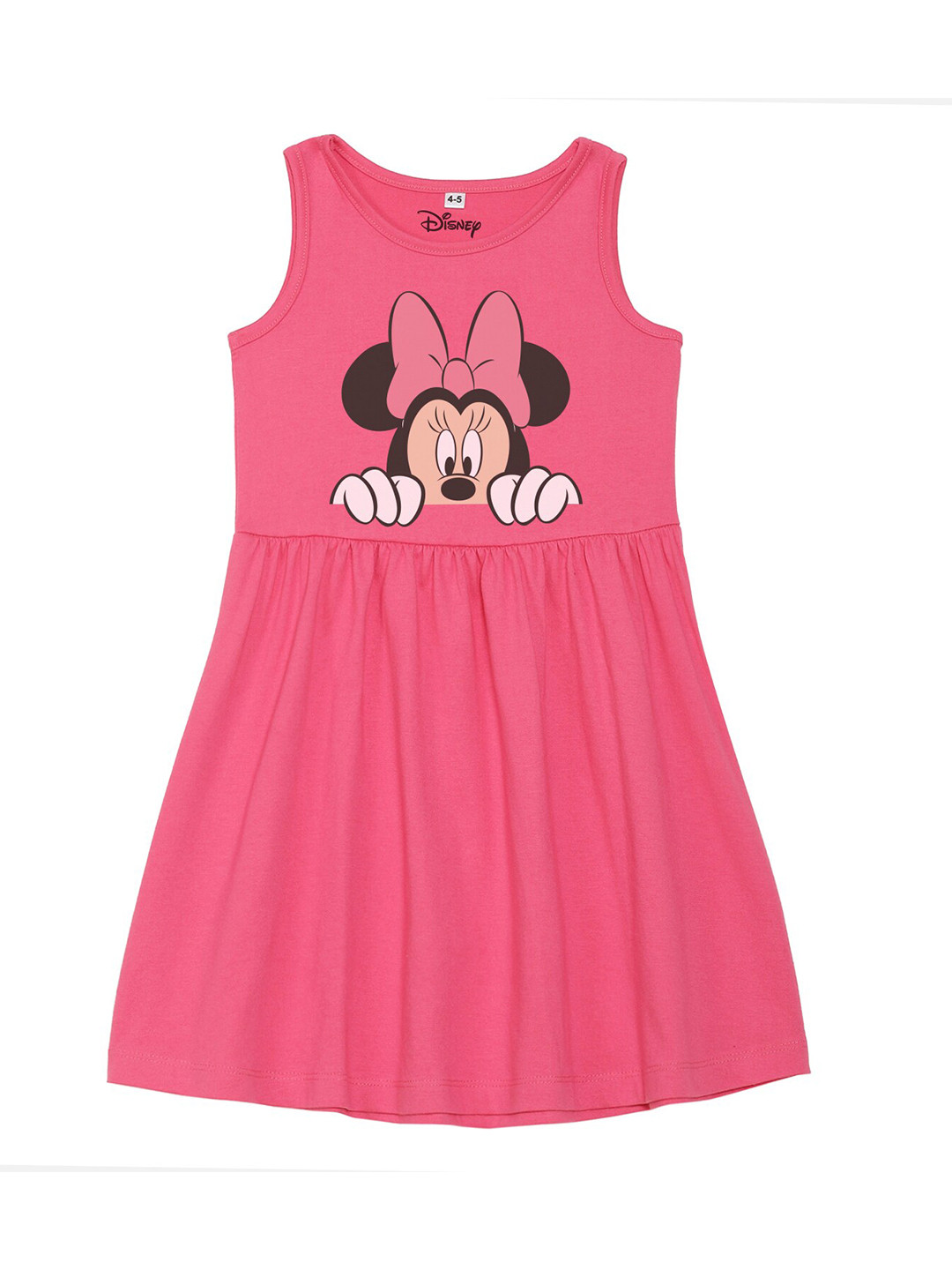 Disney by Wear Your Mind Girls Pink Minnie Mouse Printed Cotton Dress
