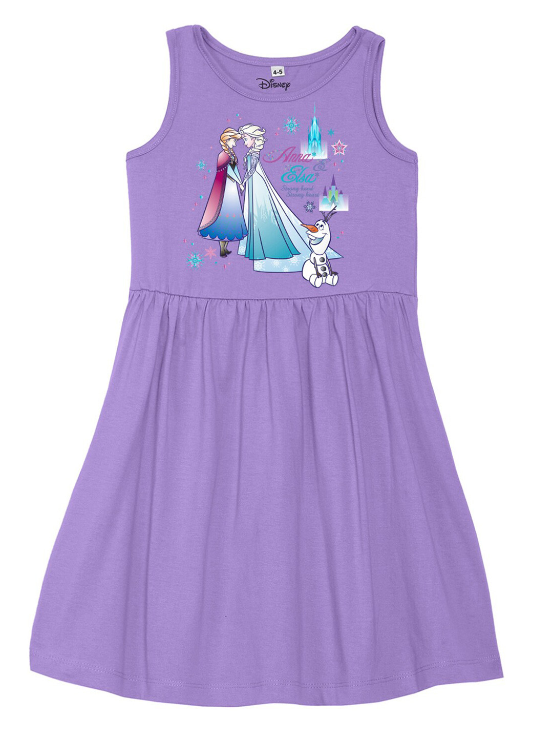 Disney by Wear Your Mind Purple Elsa & Anna Printed Cotton Dress