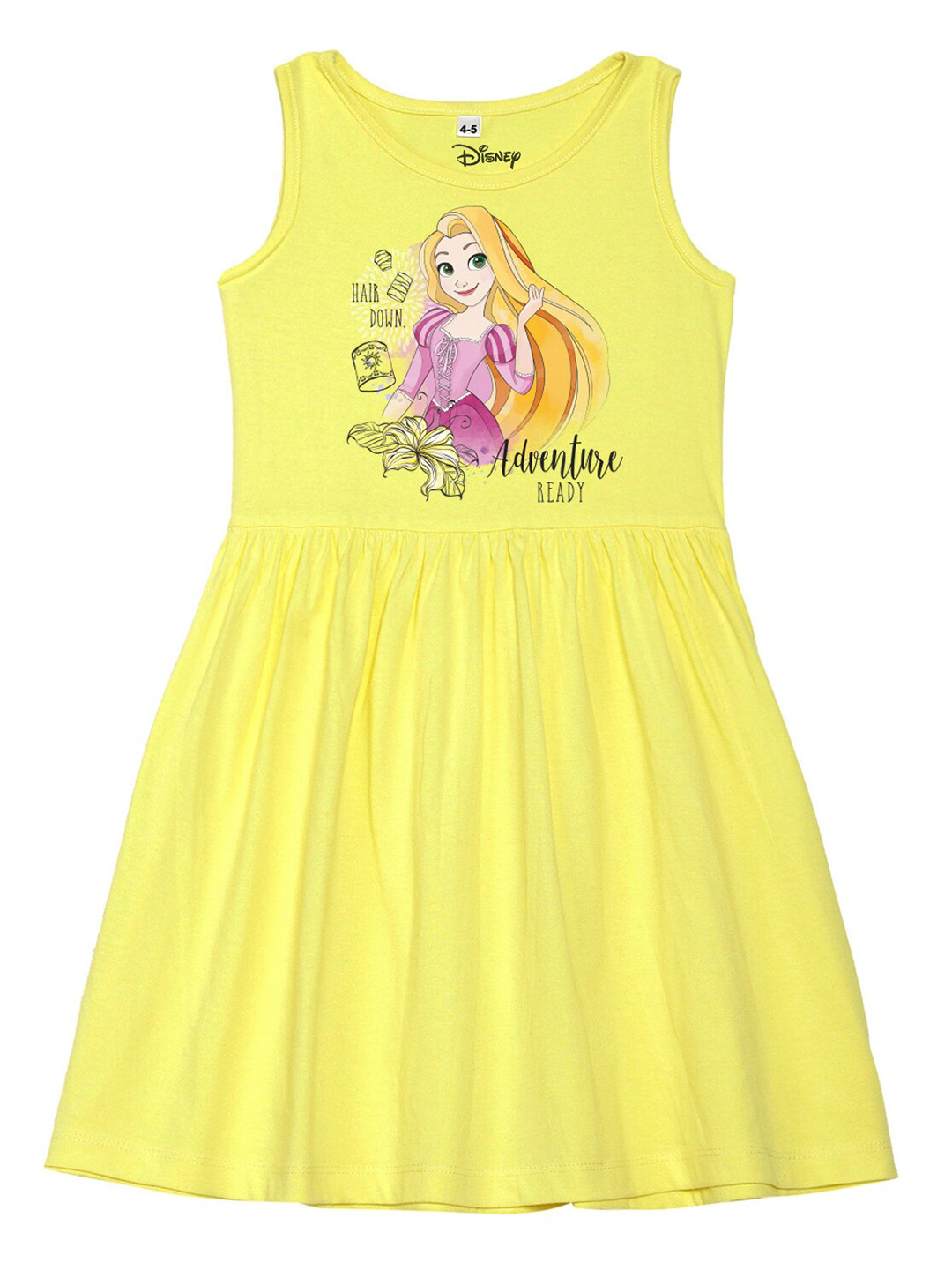 Disney by Wear Your Mind Girls Yellow Rapunzel Print A-Line Dress