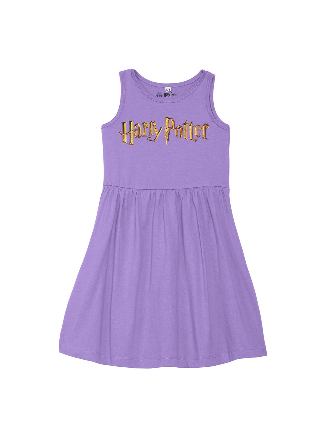 Harry Potter by Wear Your Mind Girls Purple Printed Cotton A-Line Dress