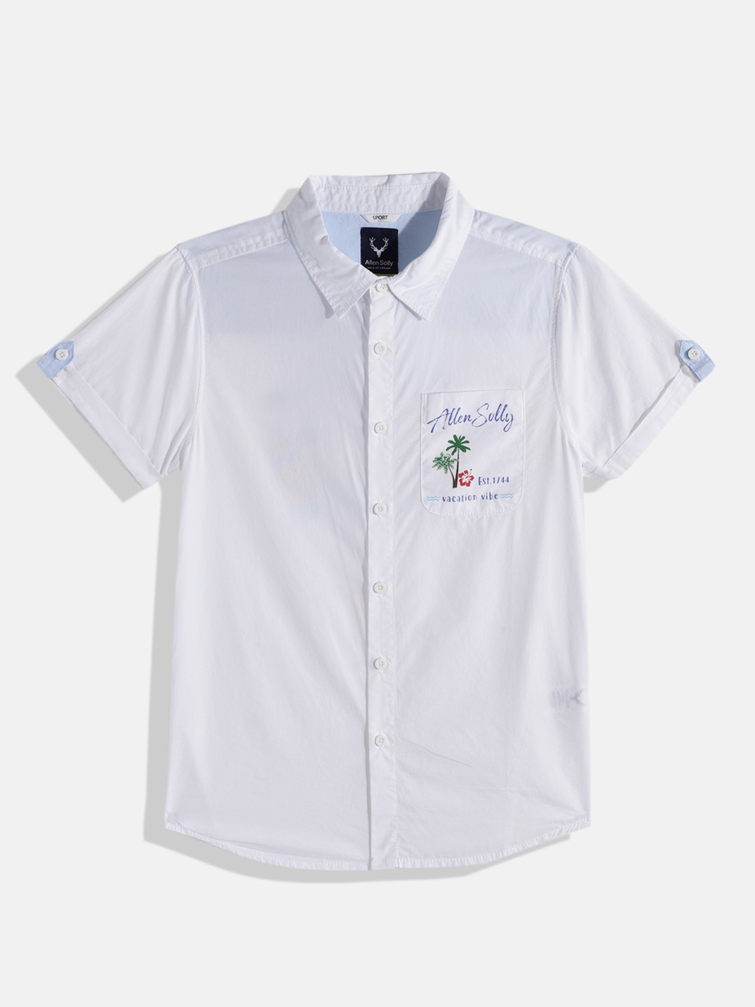 Allen Solly Junior Boys White Printed Pure Cotton Casual Shirt