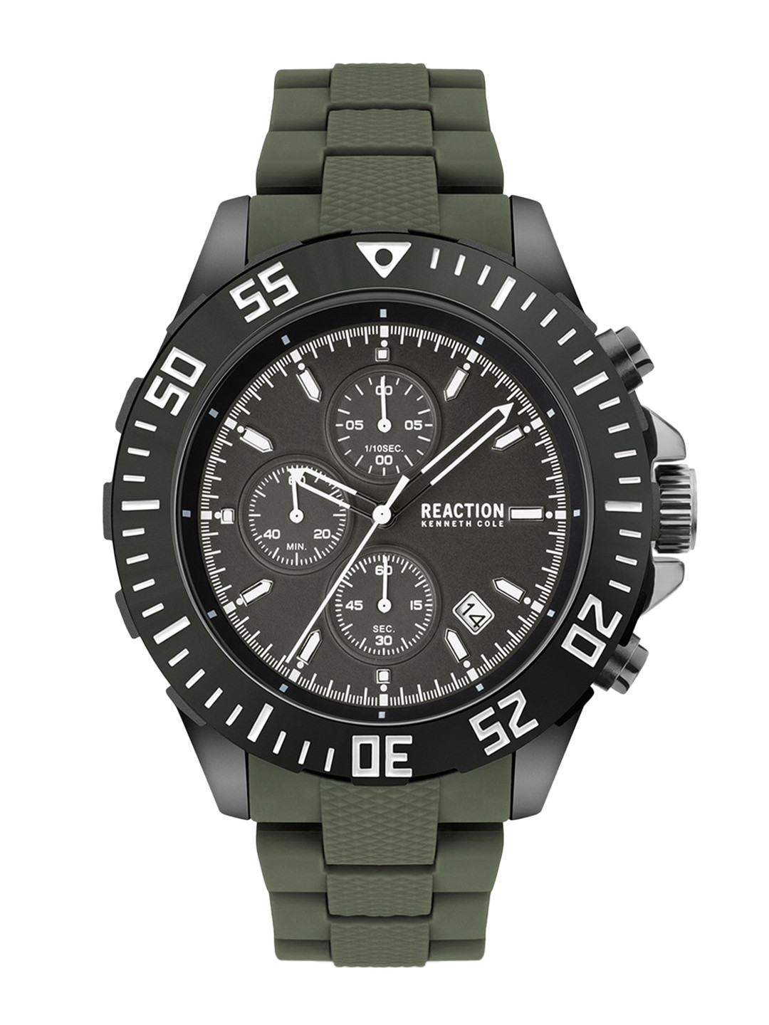 REACTION KENNETH COLE Men Grey Dial & Green Straps Analogue Watch KRWGQ2193003