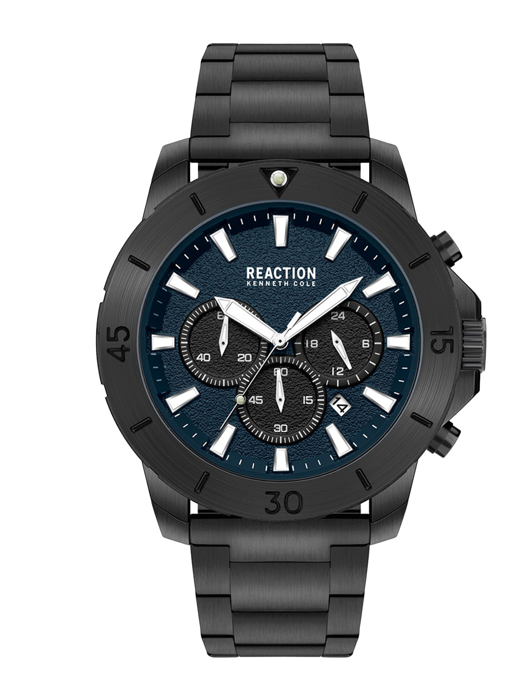 REACTION KENNETH COLE Men Blue Dial & Grey Stainless Steel Bracelet Style Straps Analogue Watch