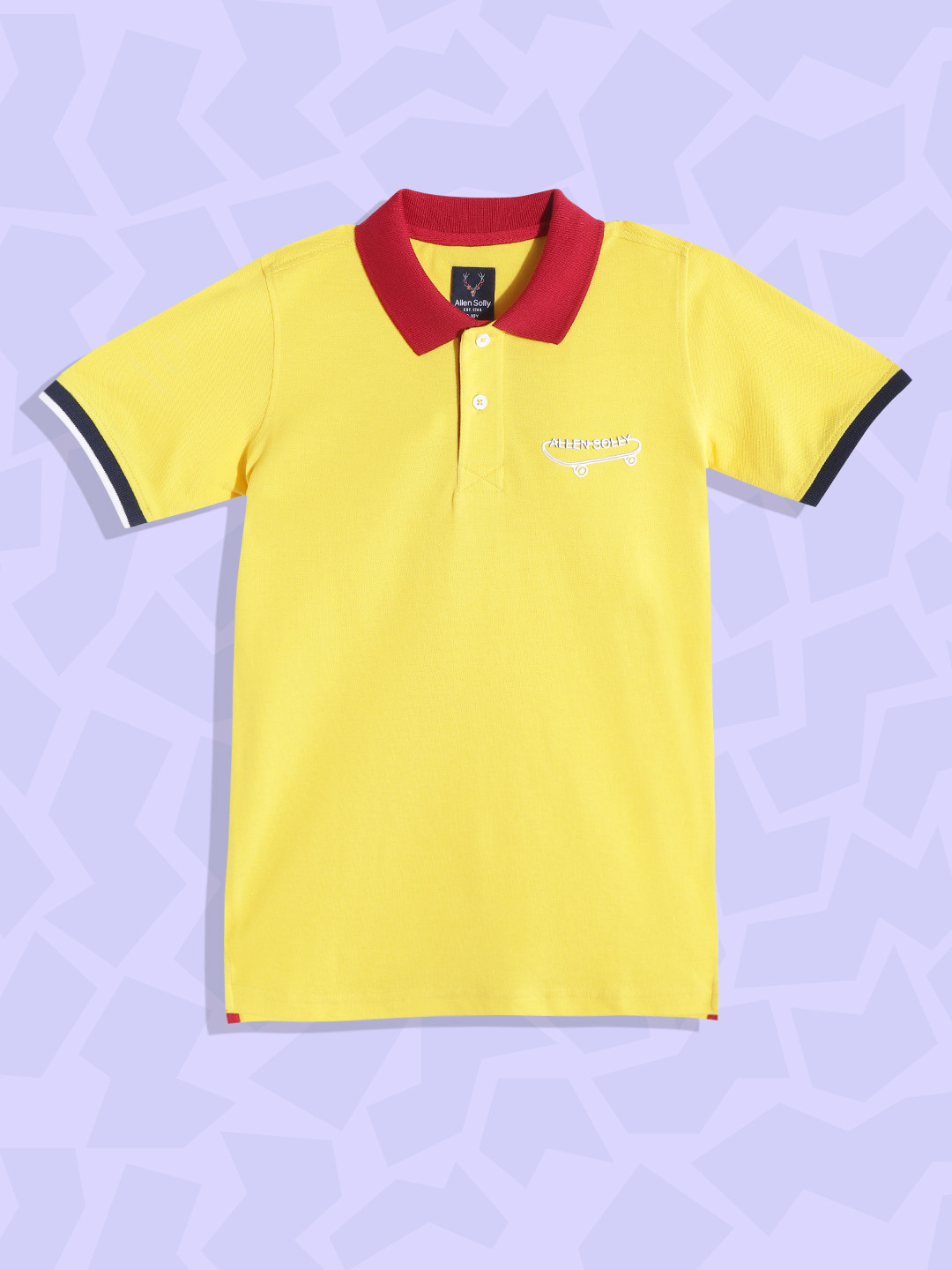 Allen Solly Junior Boys Yellow & Black Brand Logo & Typography Applique Cotton T-shirt