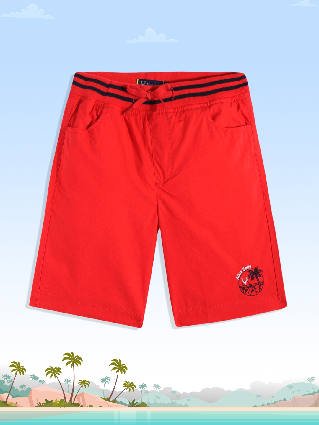 Boys red cotton shorts online