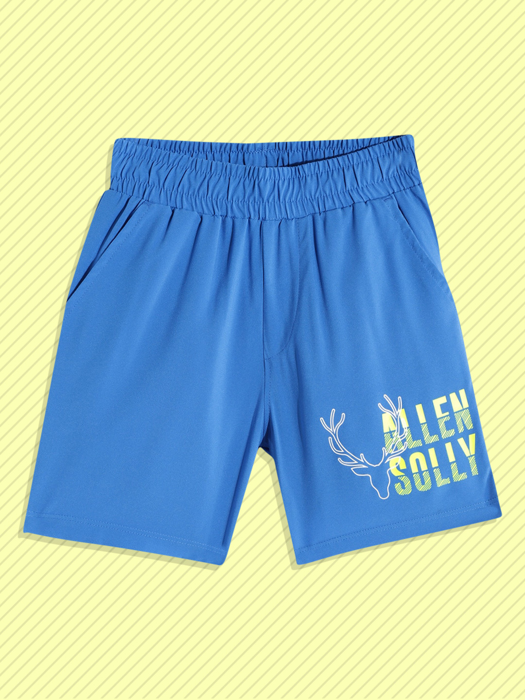 Allen Solly Junior Boys Blue & Fluorescent Green Placement Print Sweat-Resistant Shorts