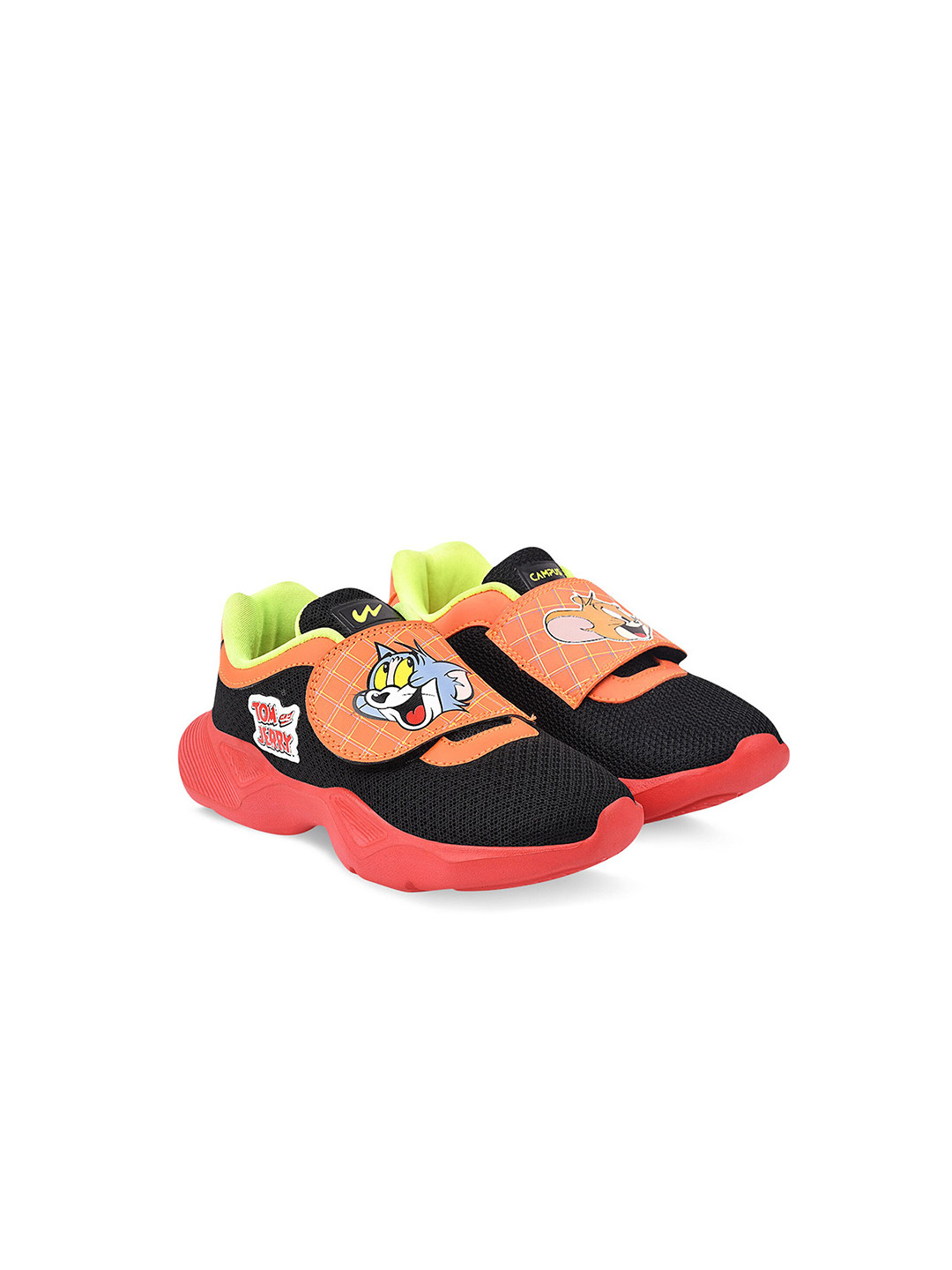 Campus Kids Black Tom & Jerry Mesh Running Shoes