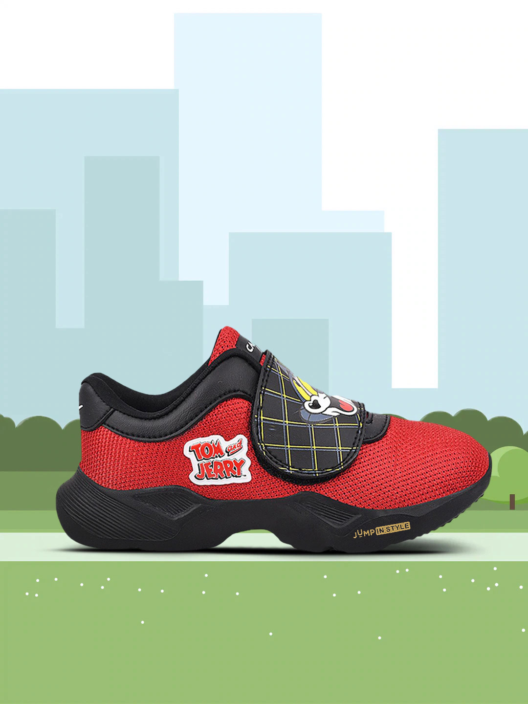 Campus Kids Red Mesh Tom & Jerry Running Marking Shoes