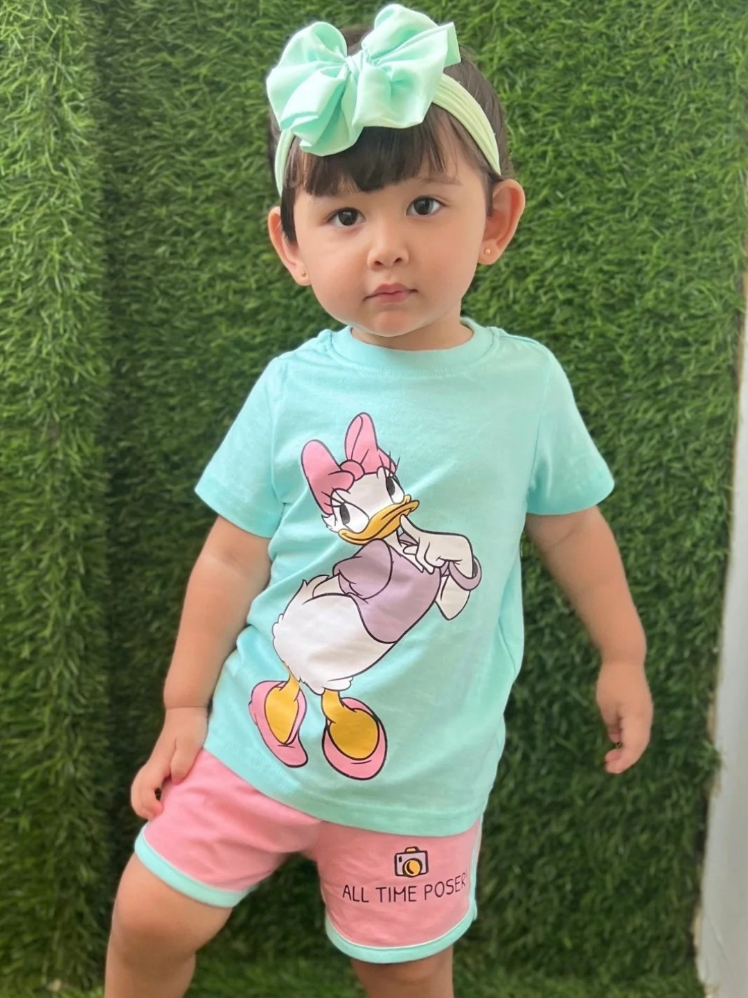 Nap Chief Girls Turquoise Blue & Pink Poser Daisy Printed Pure Cotton Clothing Set