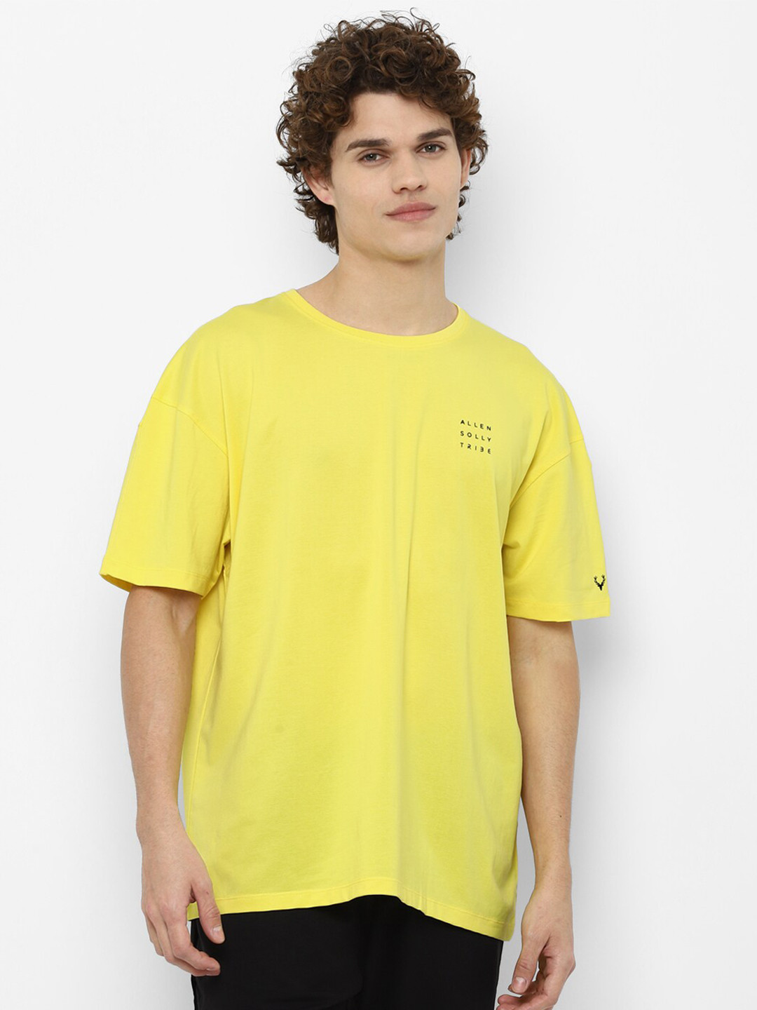 Allen Solly Tribe Men Yellow Drop-Shoulder Sleeves T-shirt