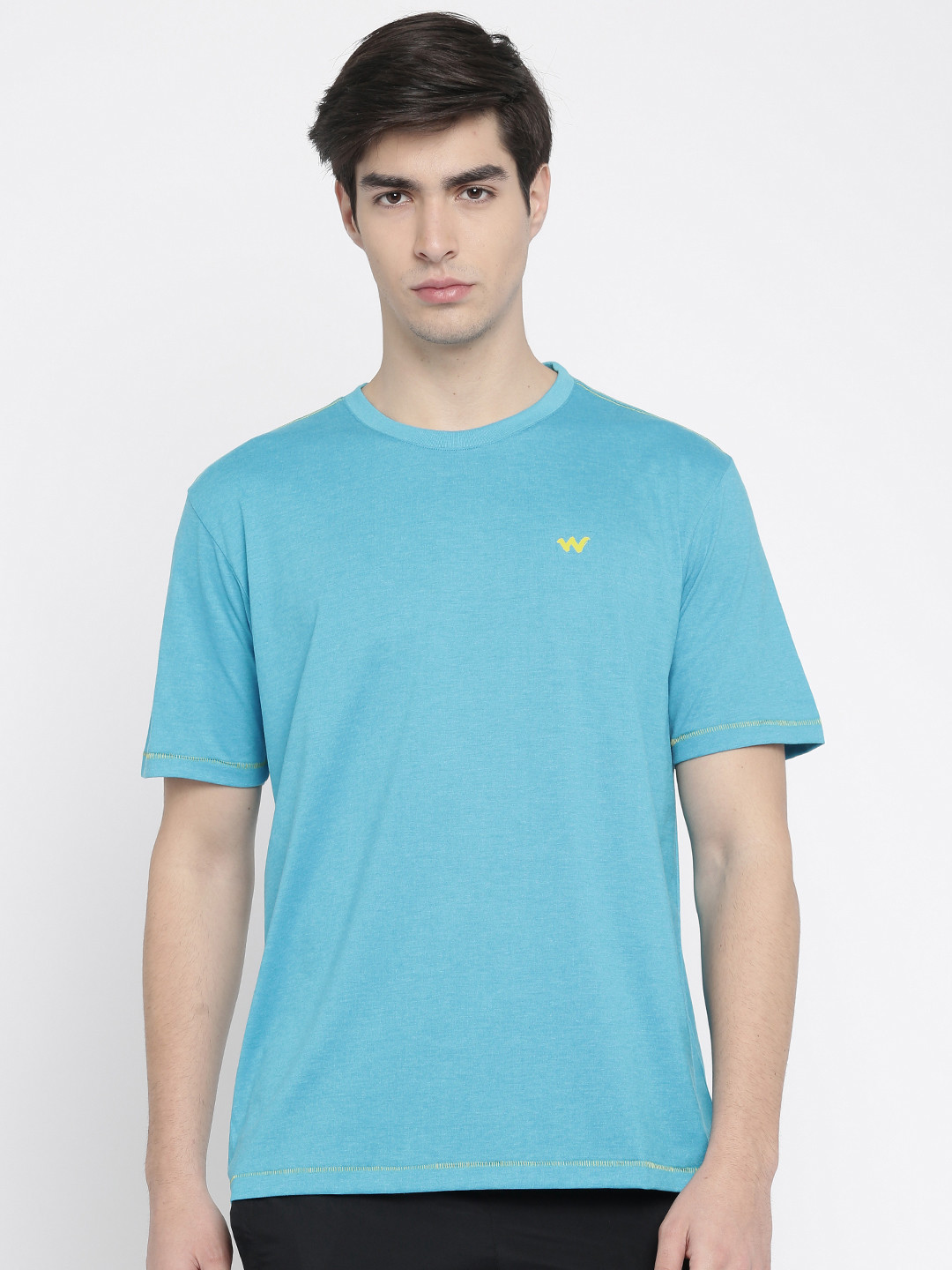 Buy Wildcraft Men Blue Solid Basic Crew 