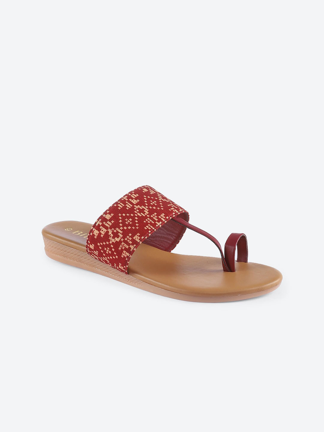 Biba Maroon Printed One Toe Flats