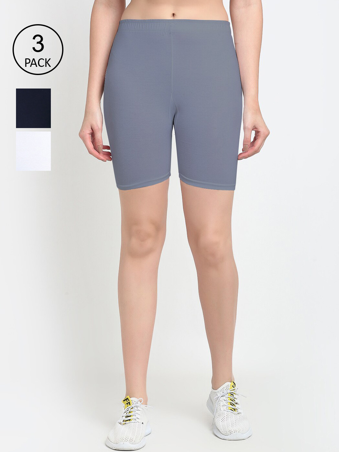 Jinfo Women Set Of 3 White Cycling Shorts